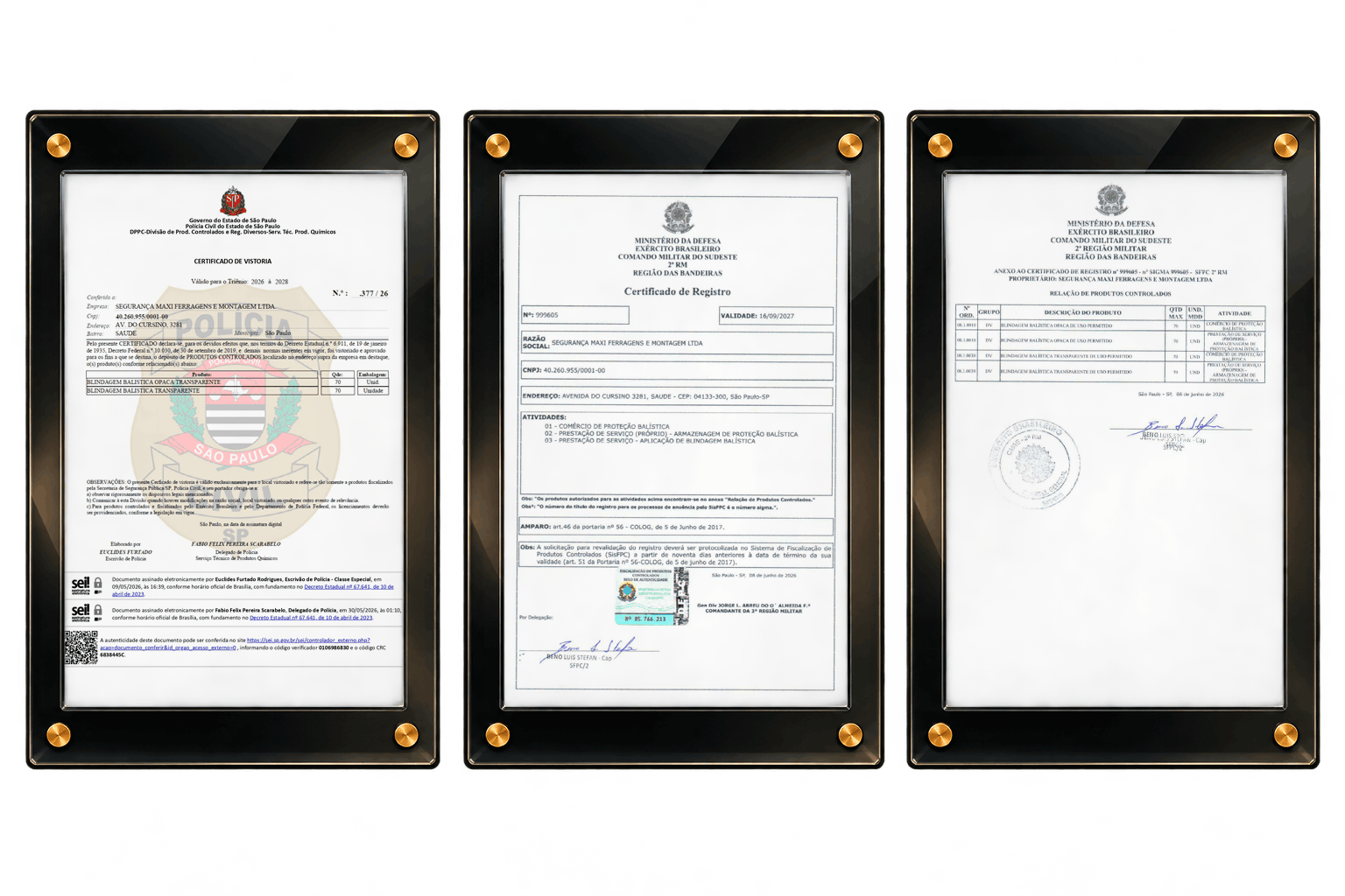 Certificações Segurança Maxi - Polícia Civil e Governo de SP